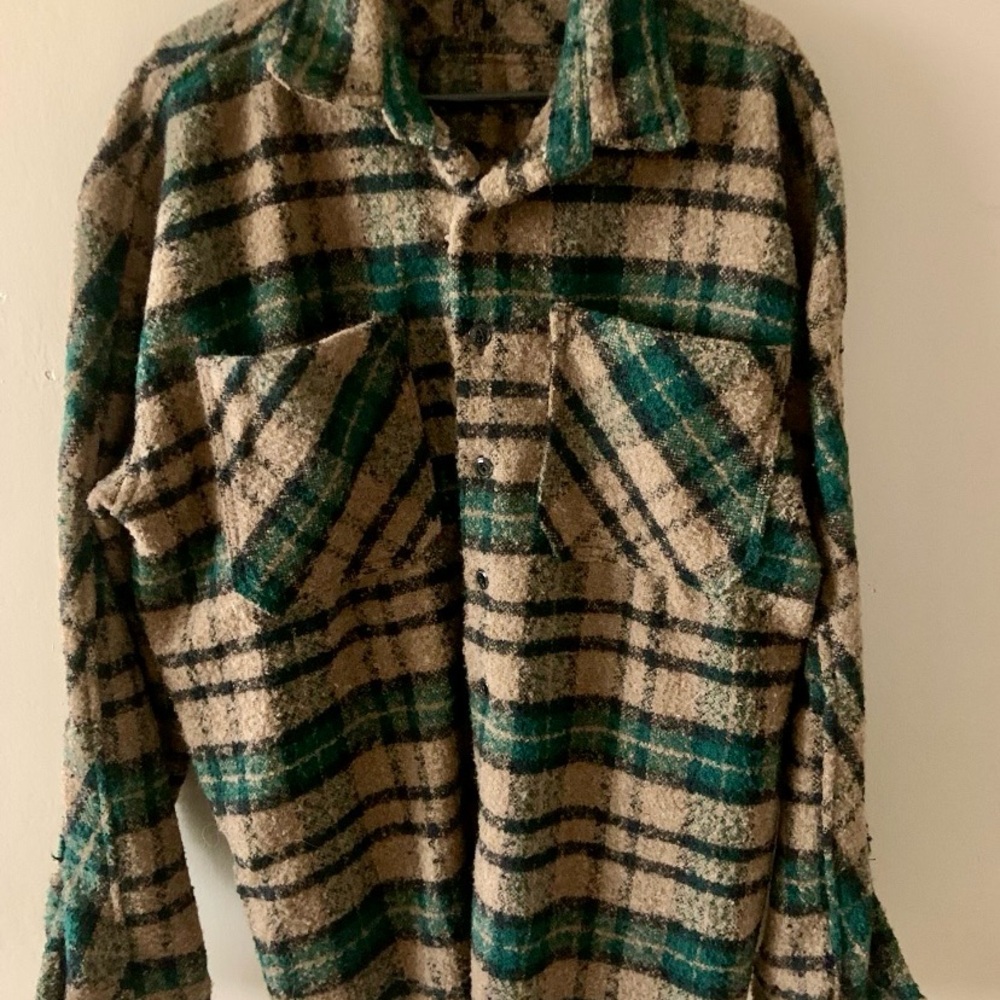 MNML Green and Tan Plaid Shirt Jacket